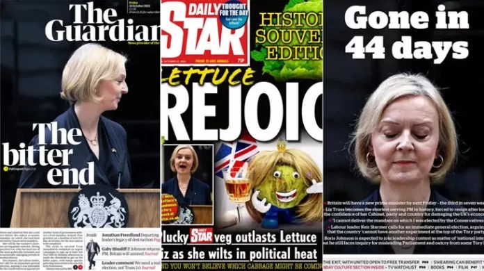 Liz Truss’ın istifası İngiliz basınında! Liz Truss’ın istifası İngiliz basınında!